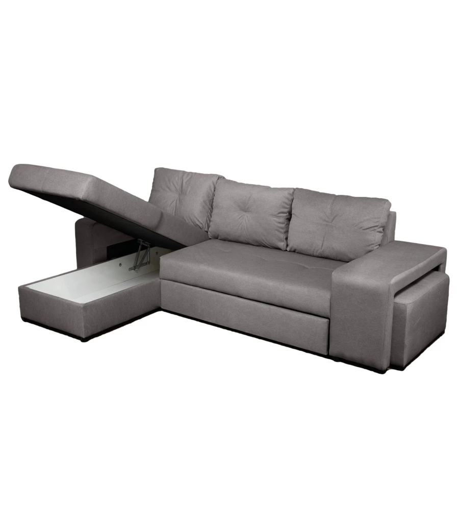 DIVANO LETTO "VIRGINIA" CON CASSETTONE E PENISOLA REVERSIBILE, 250X160X85 CM